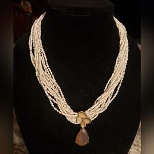 Coldwater Creek vintage multistrand jeweled‎ pendent necklace